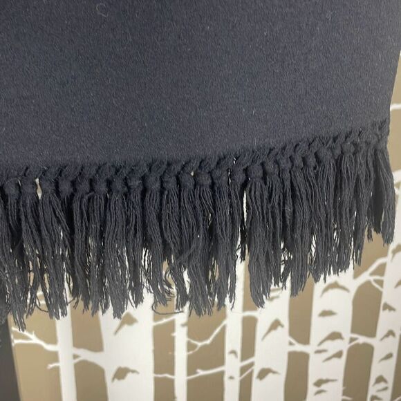 Ellen Tracy Fringe Trim Wool Felt Pencil Skirt 12 Black - Picture 4 of 8